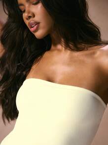 Musera Resort Bandeau Strapless Elegant One-Piece Swimsuit Spring Summer Vacation Elegant Beach Resort Ibiza Swim Fall