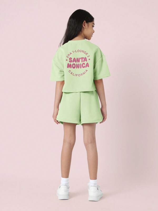 SUMWON Set scurt de vară pentru fete, stil casual, vacanță, Santa Monica, California, set din două piese, stil de agrement, modă pentru tineret, croială lejeră