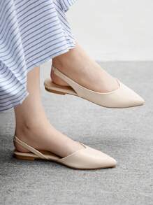 CUCCOO BIZCHIC Zapatos planos de punta afilada en beige para mujer - Beis - Ver 3