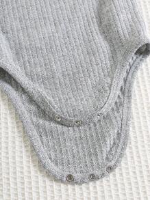 Bộ đồ liền thân dệt kim tay dài màu trơn unisex 4 món cho trẻ sơ sinh, bộ đồ liền thân cơ bản thường ngày, thích hợp cho mùa thu, xuân, đông - Nhiều màu - Xem 6