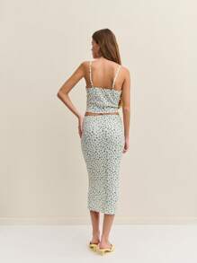 Nöista Conjunto de dos piezas de verano para mujer, conjunto casual de top con tirantes y falda midi, atuendo para el 4 de julio