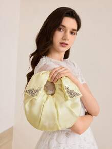 MOTF PREMIUM Bolso de mano con detalle de strass y fruncidos