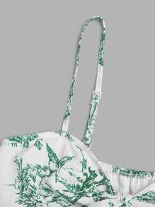 Qadelle 女士纹理印花修身吊带背心，优雅度假和通勤日常穿着 - 綠色 - 查看 4