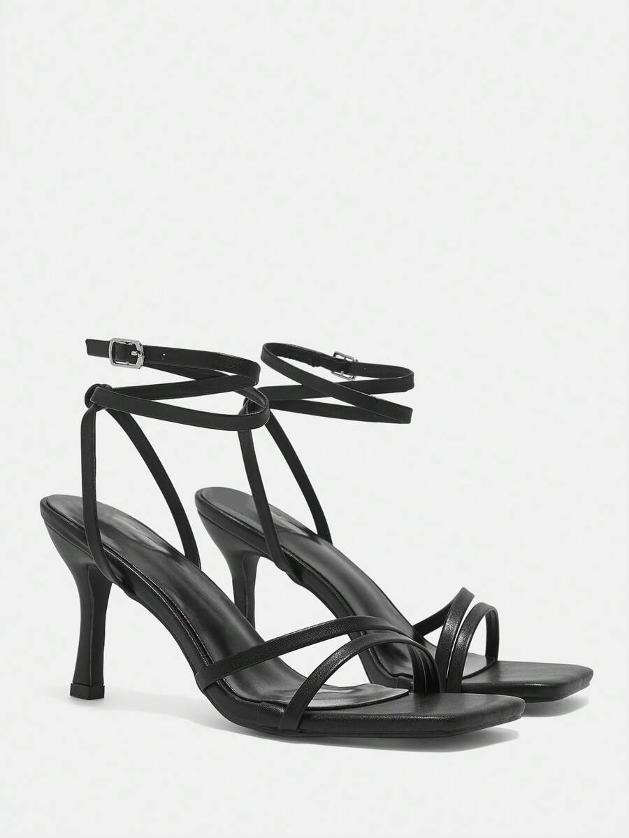 CUCCOO CURVES 超宽优雅性感多带凉鞋，适合夏季户外和日常穿着 - 黑色 - 查看 1