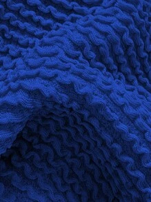 Swim Chiccia Springbreak 女士纯色提花面料露肩金属装饰性感比基尼套装，夏季沙滩装 - 寶藍色 - 查看 5