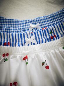 Lowkey Lull 3 Pairs Plaid Women Pajama Bottoms Casual EasyComfort INS Casual Y2K - Blue - View 3