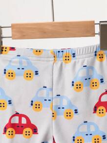 6pcs/Set Infant Boys Cartoon Duck, Rabbit, Car Pattern Short Sleeve Tee & Shorts Soft Comfortable Summer Sleepwear Set - Multicolor - View 3