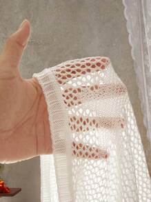 Bellisia Women's Elegant Vacation Style White Star Pattern Backless Tie-Up Knit Kimono Cover Up For Summer