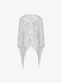 SHEIN SXY 银色亮片围巾，适合派对和聚会场合 - 銀色 - 查看 2