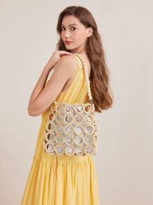 MOTF PREMIUM BOLSO DE HOMBRO CON OJALES CUADRADOS - Beis - Ver 3