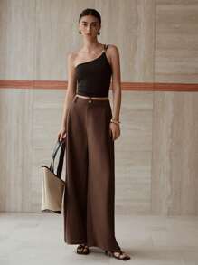 MOTF PREMIUM Pantalones anchos con pliegues - Café integral - Ver 2