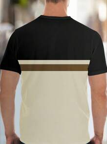 Manfinity Homme 男士字母印花圆领短袖休闲T恤和抽绳腰短裤套装 - 彩色 - 查看 2