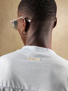 Sumwon 签名极简主义宽松优质 T 恤，带开缝细节，现代街头服饰，日常基本款 - 藍色 - 查看 6