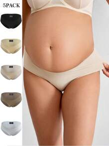 BloomMama paquete de 5 bragas minimalistas de unicolor para maternidad, de uso diario y casual