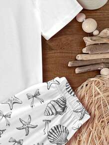 Tween Girls Casual Loose Fit Round Neck Short Sleeve Long Pants 2pcs Pajama Set - Multicolor - View 5