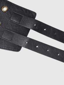 ROMWE Grunge Punk Y2K Punk Style Black Metal Rivet Eye Multi-Pocket Adjustable Metal Buckle Fanny Pack For Women