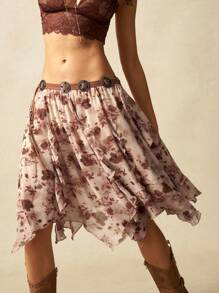 Bohemela Váy suông rộng rãi in họa tiết dệt boho phong cách đồng quê thoải mái cho nữ - Màu nâu  Mocha - Xem 1