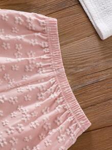 2pcs Set For Tween Girls Cute Strawberry Embroidery Element Ruffle Hem Tank Top And Pink Shorts, Vivid And Youthful, Textured Fabric, Suitable For Daily Outings Or Beach Wear, Spring/Summer Summer Holiday - Baby Pink - View 9