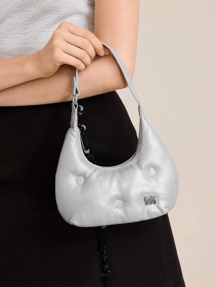 WOMEN'S FASHION LETTER DECOR SHOULDER BAG