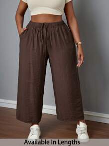 SHEIN PETITE CURVE Pantalones sueltos de unicolor casuales de talla grande