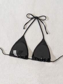 Swim Vcay New Women Textured Bubble Pattern Halter Neck Sexy Bikini Swimwear For Summer Beach Vacation - Black - View 3