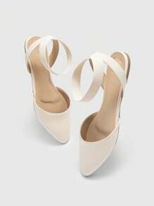 CUCCOO BIZCHIC 女士白色尖头平底鞋，带松紧带，舒适百搭，适合工作、休闲穿着 - 米色 - 查看 4