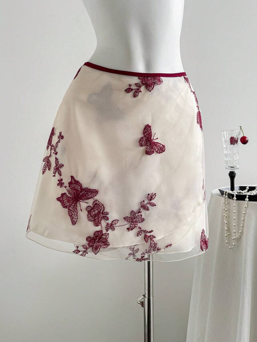 Chiquease Women's Butterfly Embroidered Decorative Mini Skirt - Multicolor - View 1