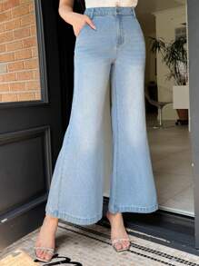 DAZY 西式水洗浅蓝色女式喇叭牛仔裤 - 淺色水洗藍 - 查看 6