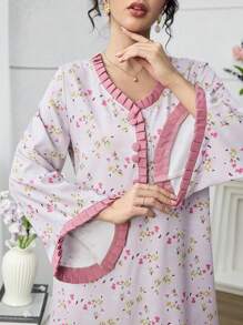 Yasmyna 女士浪漫碎花褶饰拼接素雅夏季度假束腰长裙 - 彩色 - 查看 7
