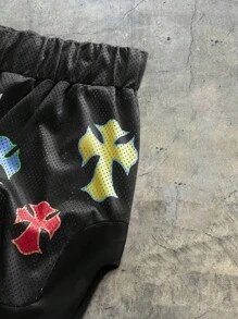 AXEPEAK 休闲运动街头风格网眼面料松紧腰带男士短裤