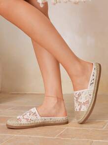 Styleloop Women Casual Round Toe Flat Shoes With Hollow Embroidered Design, Holiday Style