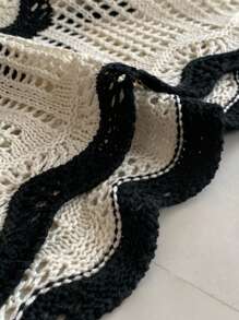 INAWLY 2pcs/Set Women Striped Round Neck Sleeveless Knit Top And Knit Mini Skirt - Multicolor - View 5