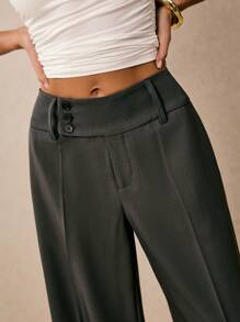 Poéselle Women Casual Versatile Solid Color Wide Leg Pants, High Waisted Pants, Palazzo Pants, Women Dress Pants, Petite Wide Leg Pants