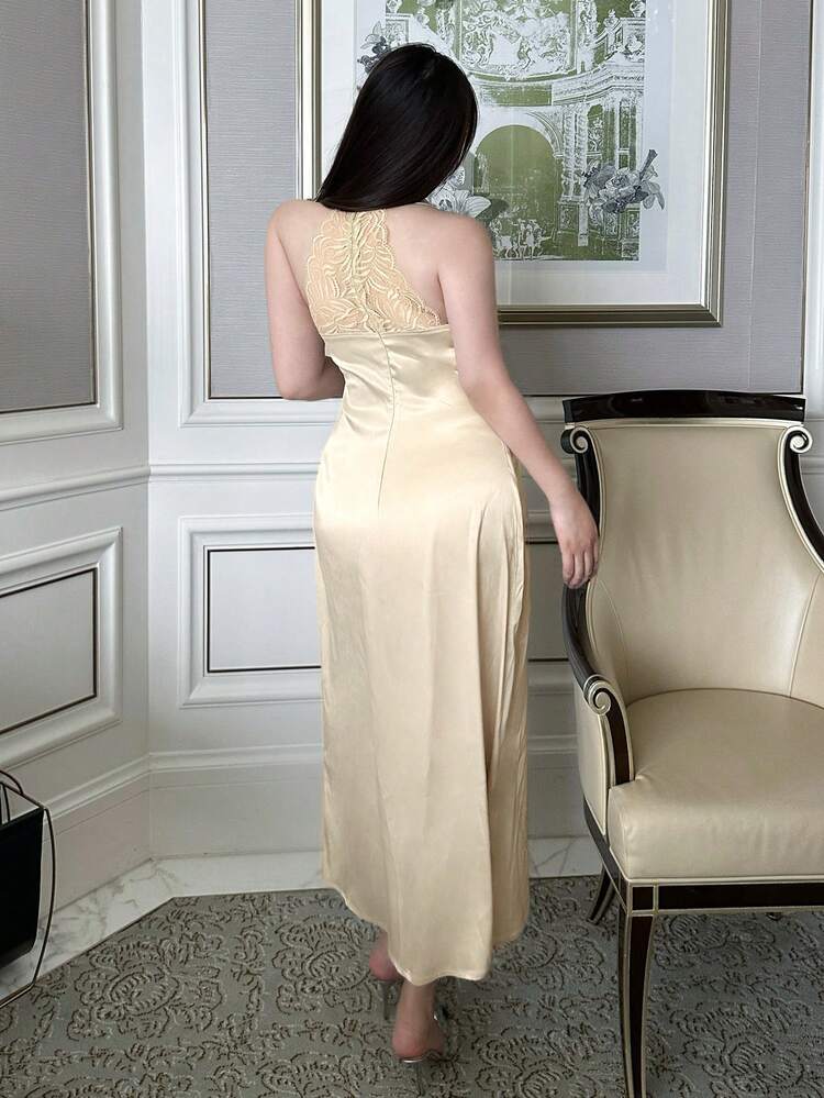 Dazy Plus Plus Size Elegant Lace-Up Back Sleeveless Dress Maxi Dress Cocktail Dress