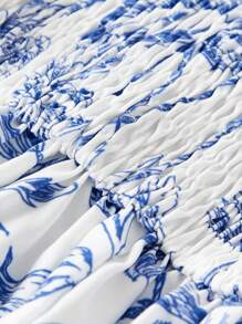 Tween Girl Ditsy Floral Backless Ruffle Hem Casual Comfortable Dress