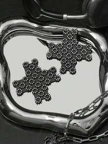 SHEIN Rhinestone Nipple Pasties Covers, Nipple Covers, Petal Stickers, For Rave - Black - View 1