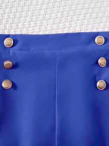 SHEIN Girls' Plain Simple Button Decor Shorts