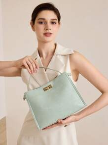 MOTF PREMIUM CROCODILE EMBOSSED BUCKET HANDBAG - Green - View 1