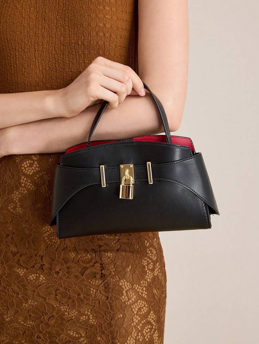 MOTF PREMIUM 时尚锁扣细节手提包 - 黑色 - 查看 1