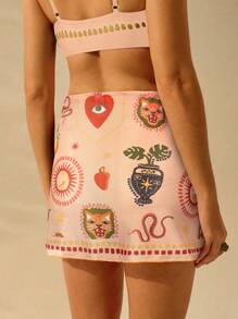 CAJUNI 女士波西米亚豹纹、蛇纹、龟背竹纹、太阳和月亮印花、休闲夏季沙滩游泳裹身裙、乡村音乐会 - 彩色 - 查看 2