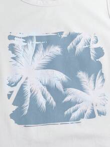 EASEVO Plus Size Men's Casual Knit Fitted Print Tank Top And Woven Shorts Set