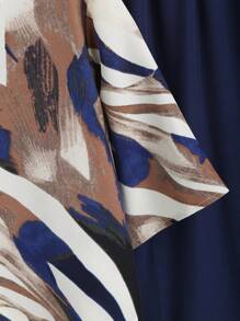 EMERY ROSE 2 Pieces Set: Women Summer All Over Print Round Neck Short Sleeve Top And Pants