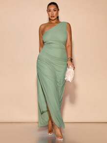 SHEIN BAE 女士大码服装 婚纱 伴娘礼服 派对礼服 约会礼服 节日礼服 大码女装 夏季 大码夏装、优雅节日派对礼服、生日礼服、情人节、缎面连衣裙、不对称露肩单肩连衣裙 大码夏装、不对称领口、褶皱腰侧开衩 超长女装、女士夏季连衣裙、超长连衣裙、女士婚礼宾客礼服