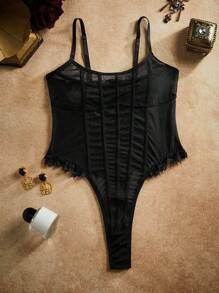 PinupGlam Body sexy, elegante, encantador y seductor para damas con volantes y transparencias