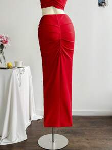 Soleia Bộ 2 áo và váy xếp nếp cổ chữ V, thích hợp cho kỳ nghỉ, lễ hội âm nhạc, phong cách Bohemian, ngày lễ, hẹn hò, trà chiều, làm bằng vải móc và vải lanh, mùa xuân/hè - Màu vàng - Xem 6