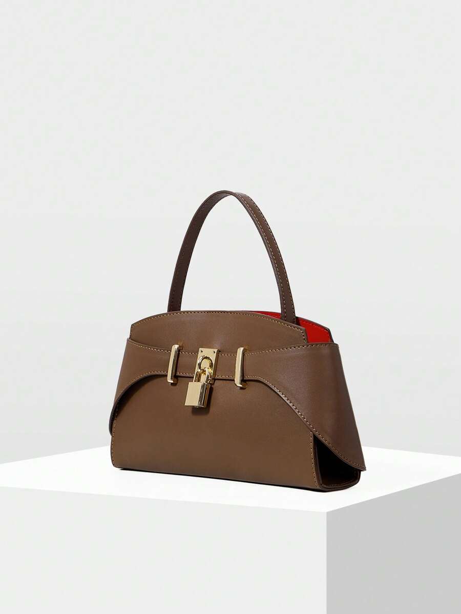 MOTF PREMIUM IRONMONGERY PU LEATHER TOP HANDLE BAG - Brown - View 2