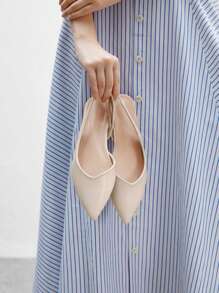 CUCCOO BIZCHIC Zapatos planos de punta afilada en beige para mujer - Beis - Ver 4