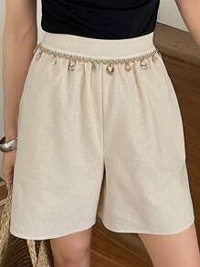 DAZY Women's Loose Casual Linen Vacation Beach Shorts, Summer New Style