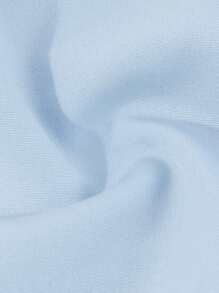 Girls Casual Solid Color V-Neck Ruffled Sleeve Back Hollow Design Removable Bow Decor Blouse, Suitable For Daily Wear - Baby Blue - View 6