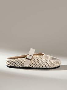 Solecia 女式一脚蹬厚底穆勒乐福鞋，休闲春秋鞋 - 杏色 - 查看 6